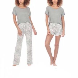 New-3pc Honeydew Super Soft Stretchy Gray Animal Print Pajama Lounge Set SZ MD